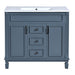Giga 36-inch blue bathroom vanity with top sink, basin on cabinet, soft closing doors, and two drawers, modern bathroom storage