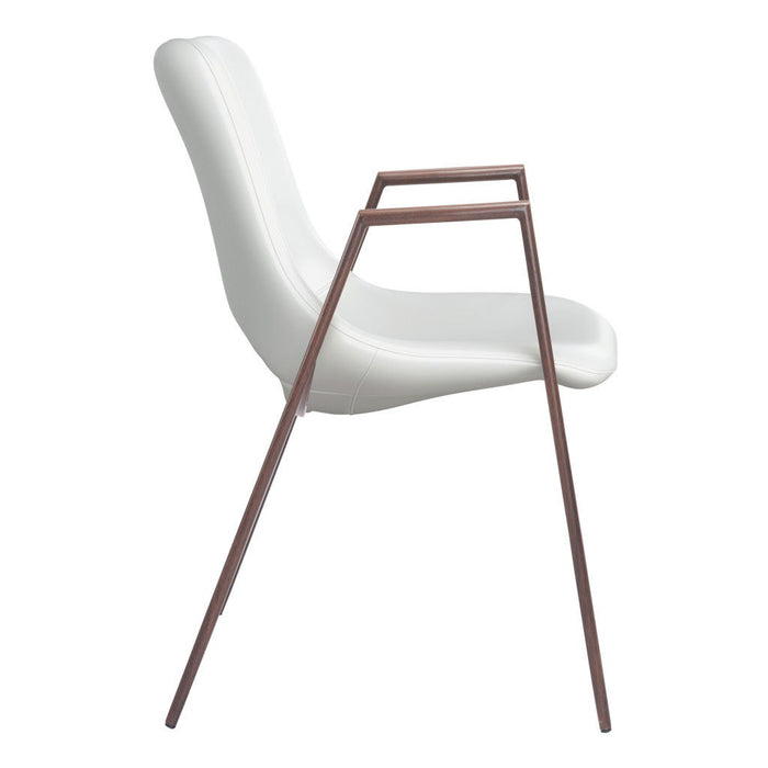 Faux Leather Open Back Dining Arm Chairs (Set of 2) - White