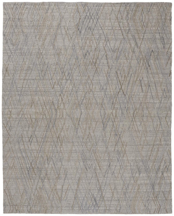 5' x 8' Abstract Hand Woven Area Rug - Gray And Blue