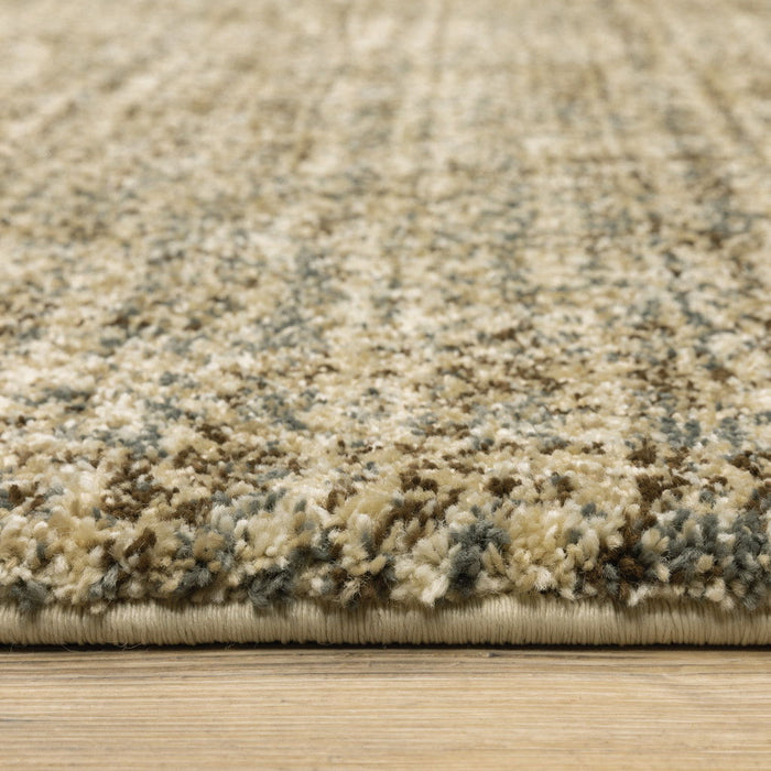 6' x 9' Abstract Power Loom Stain Resistant Area Rug - Beige Brown Tan And Blue Green