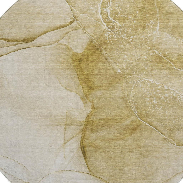 8' Abstract Washable Round Rug With UV Protection (646849) - Beige / Ivory