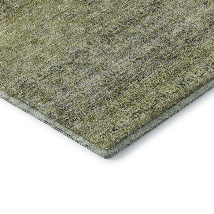10' X 14' Striped Washable Area Rug With UV Protection (688141) - Artichoke Green / Gray / Beige