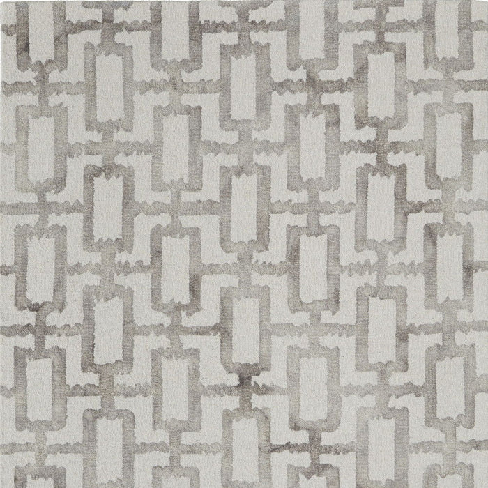10' x 13' Wool Geometric Tufted Handmade Area Rug - Ivory And Taupe
