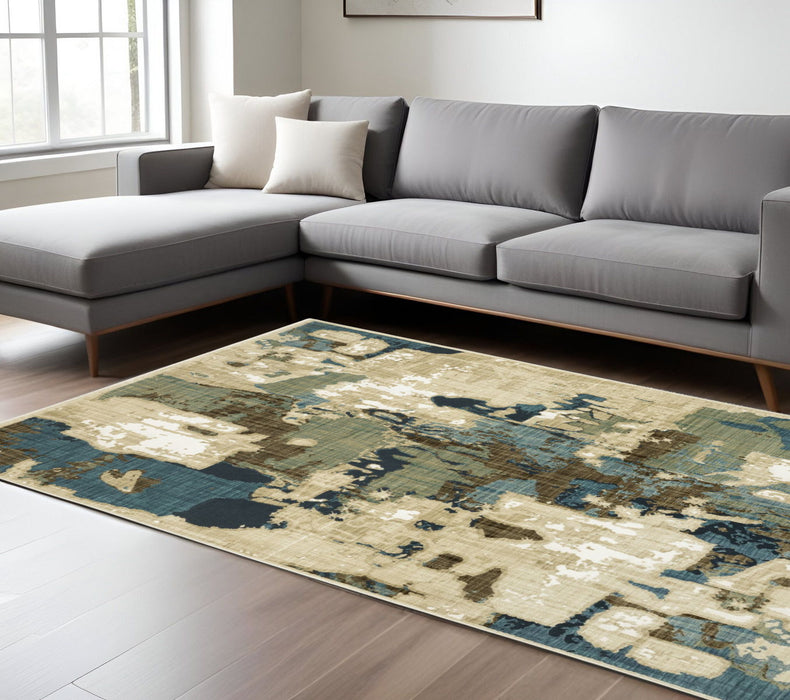 7' X 10' Abstract Modern Area Rug - Beige