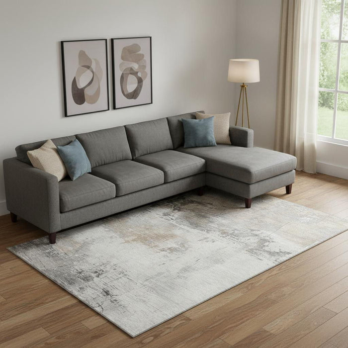10' X 14' Abstract Washable Area Rug With UV Protection (697182) - Ivory / Gray / Beige