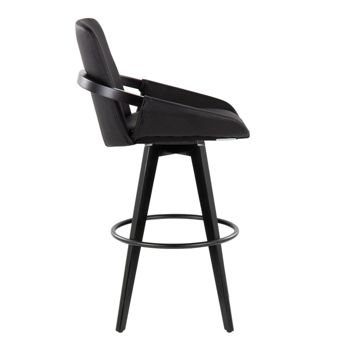 Cosmo - Fixed-Height Barstool (Set of 2) - Black Wood Base, Black Footrest