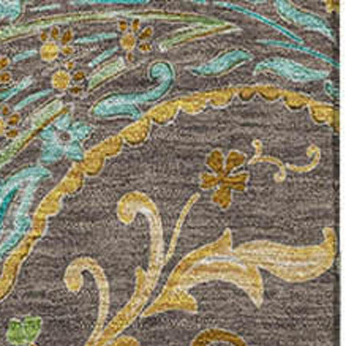10' X 14' Paisley Washable Area Rug With UV Protection (647962) - Chocolate / Blue / Green