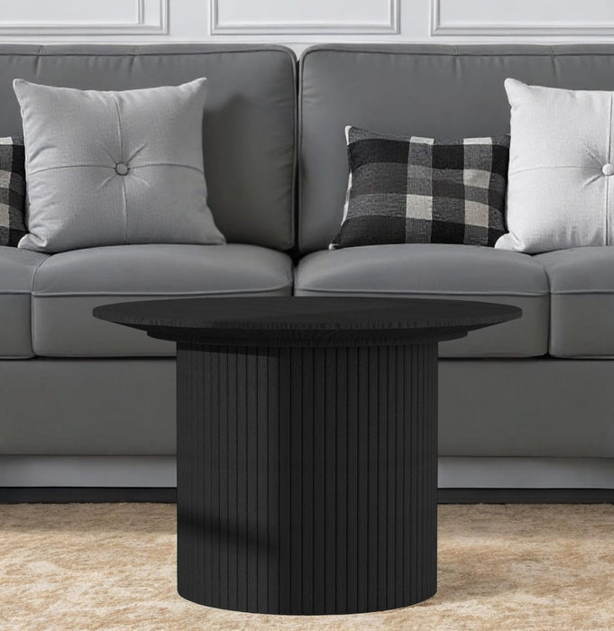 24" Wood Round Pedestal Coffee Table - Black