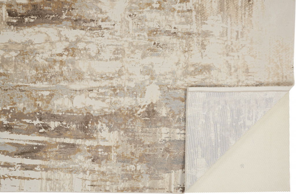 8' x 10' Abstract Area Rug - Tan Ivory And Gray