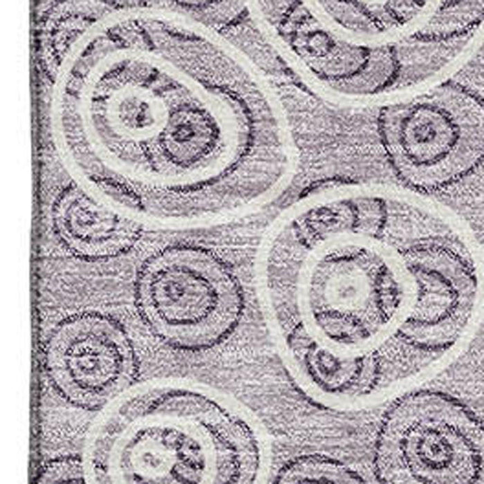 9' X 12' Polka Dot Washable Area Rug With UV Protection - Lavender And Ivory