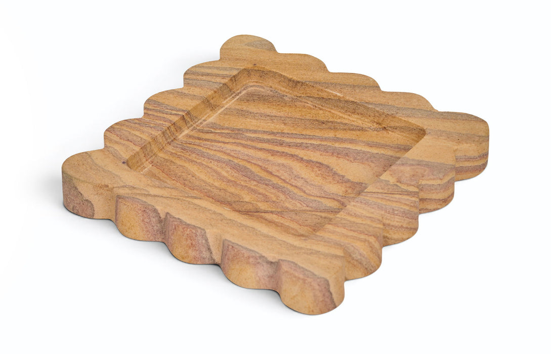 Meridian Furniture Natalie sandstone tray with a smooth, sandy finish, perfect for serving or decorative display.