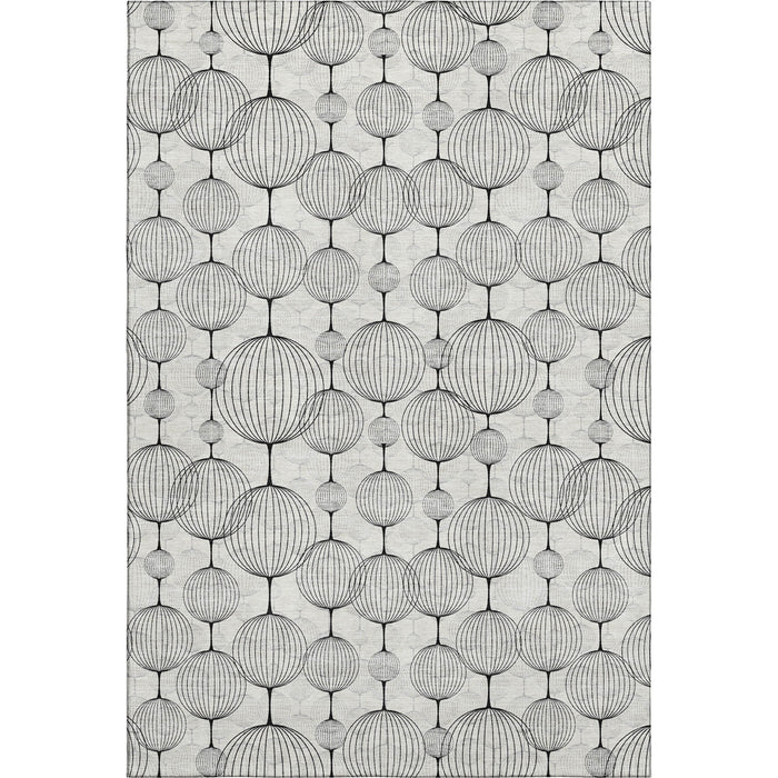 10' X 14' Geometric Washable Area Rug With UV Protection - Graphite And Silver