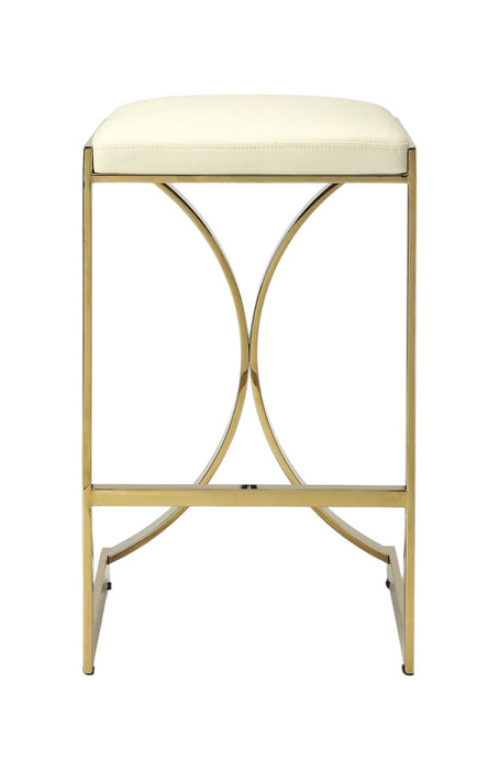 Backless Counter Height Bar Chair - Off White / Gold