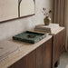 Elegant marble tray by Meridian Furniture featuring a smooth, polished surface with natural white and gray veining.