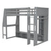 Giga gaming loft bed with desk, multi storage shelves, LED lighting, and hanging clothes rack, ideal for kids or teens.