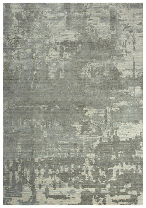 9' X 12' New Zealand Lambs Wool Abstract Hand Carved Handmade Area Rug (747504) - Gray / Light Gray