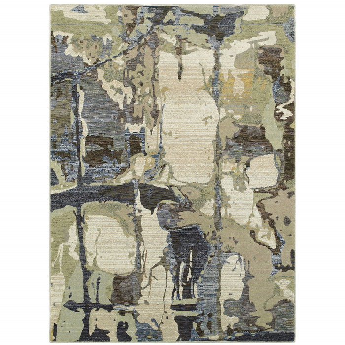 7.9' x 11.3' Abstract Power Loom Area Rug - Blue And Gray