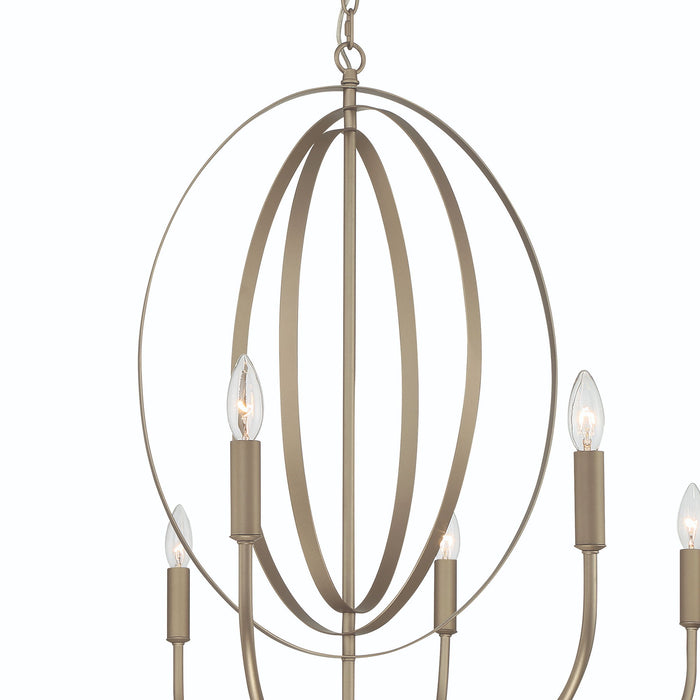 Candle Style Ten-Light Metal Dimmable Chandelier - Brass