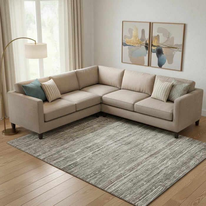 10' X 14' Striped Washable Area Rug With UV Protection (705581) - Beige / Taupe