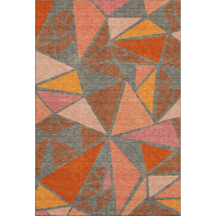 10' X 14' Geometric Washable Area Rug With UV Protection (681545) - Rust / Orange / Salmon