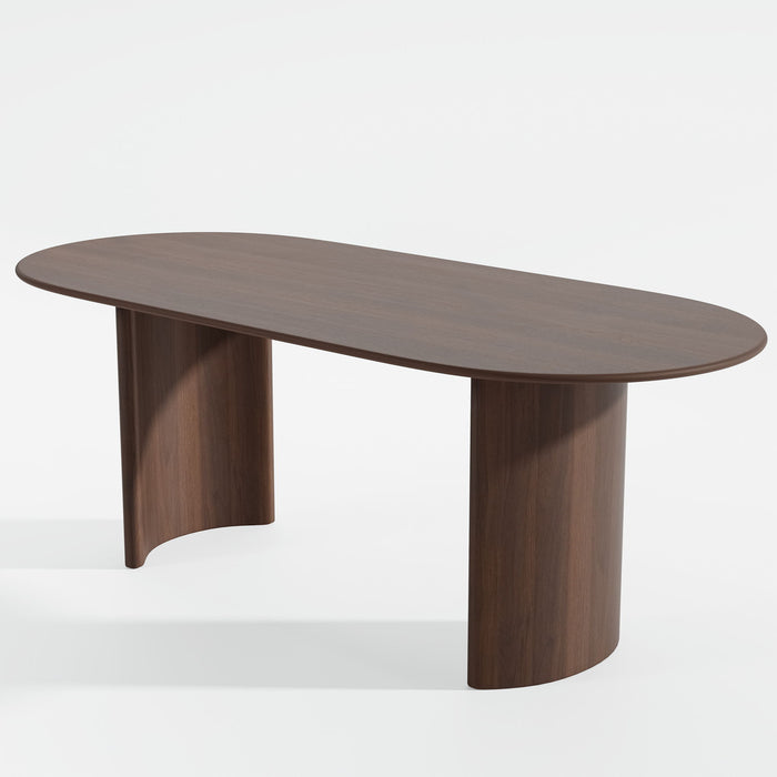 66" Solid Wood Double Pedestal Base Dining Table - Brown
