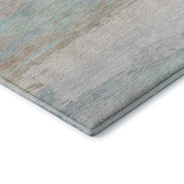 10' X 14' Abstract Washable Area Rug With UV Protection (692721) - Ivory / Mint Green / Teal