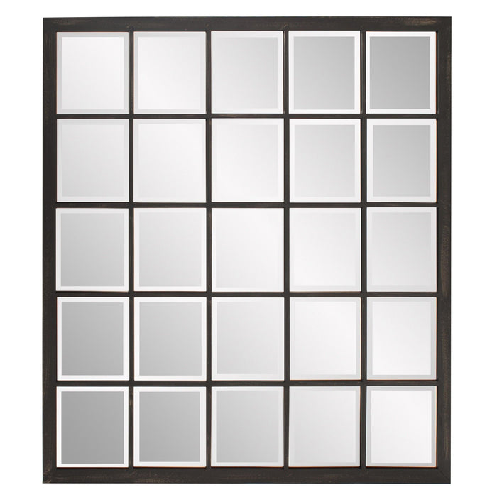Rectangular Antique Finish Mirror With Beveled Edge - Black
