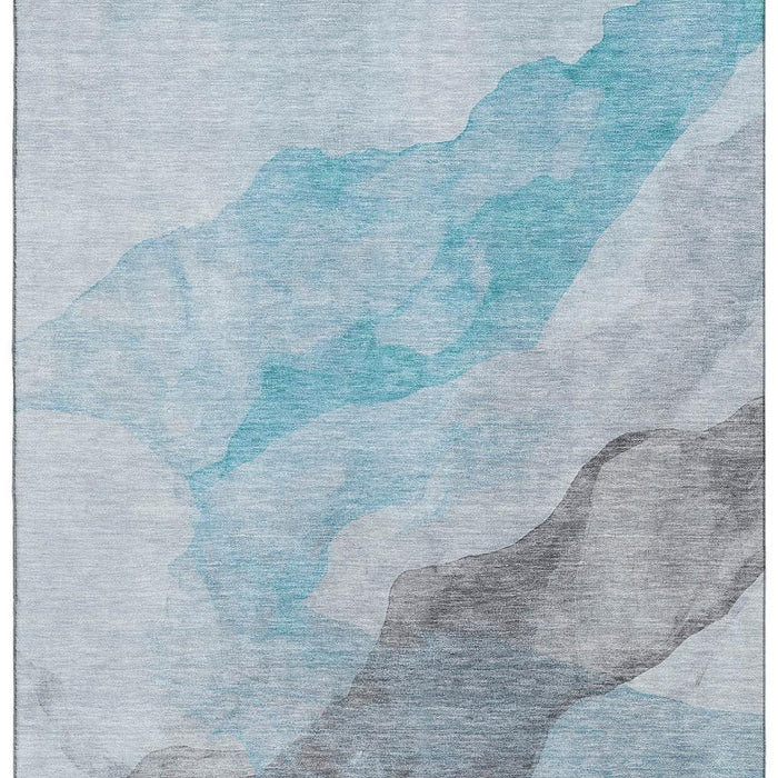 10' X 14' Abstract Washable Area Rug With UV Protection (718199) - Teal / Gray