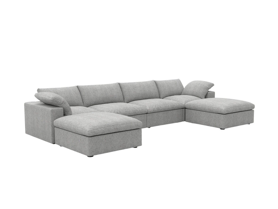 160" 2 Piece Living Room Set Blend Modular Sofa With Ottoman Storage - Light Gray