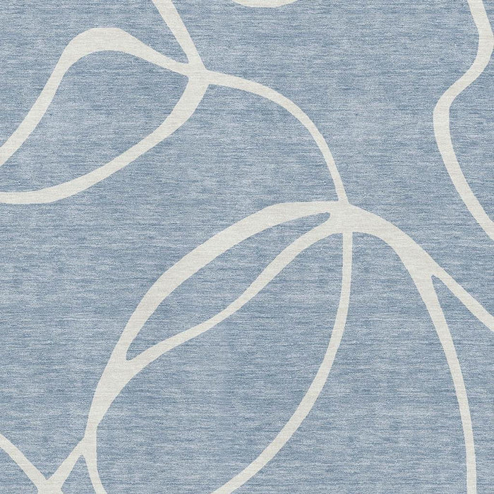 10' X 14' Abstract Washable Area Rug With UV Protection (678634) - Denim Blue / Ivory