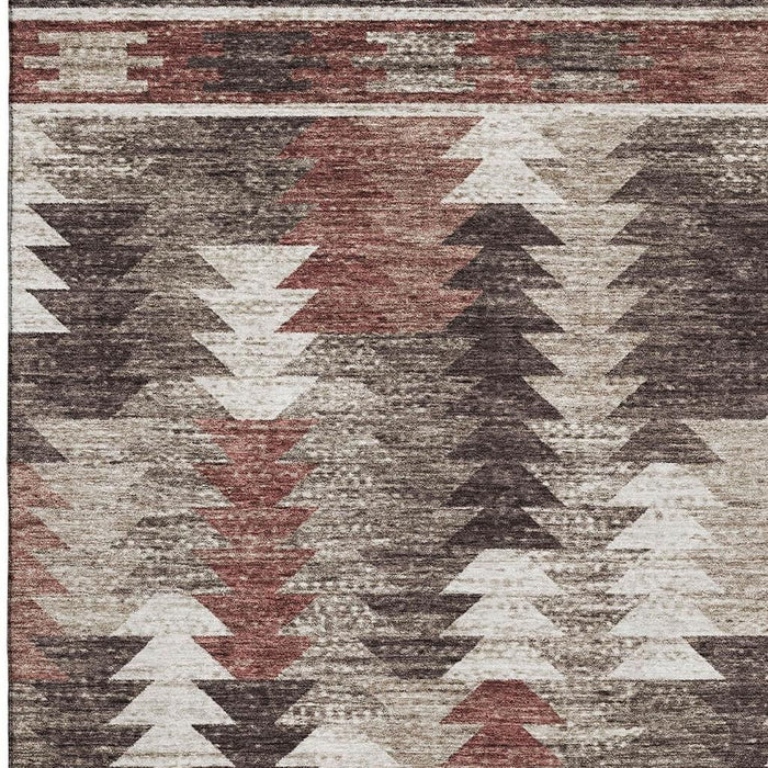 8' X 10' Southwestern Washable Area Rug With UV Protection - Chocolate