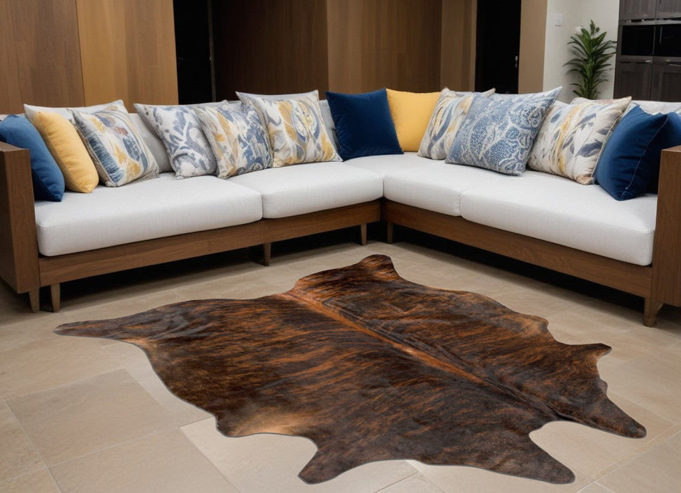 60" x 84" Cowhide Rug - Dark Brindle