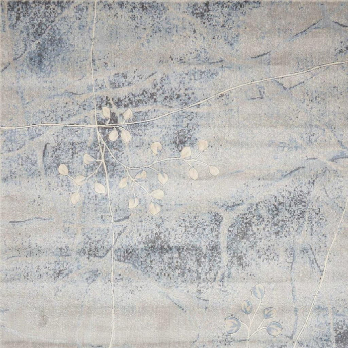10' X 13' Floral Power Loom Area Rug - Blue And Silver