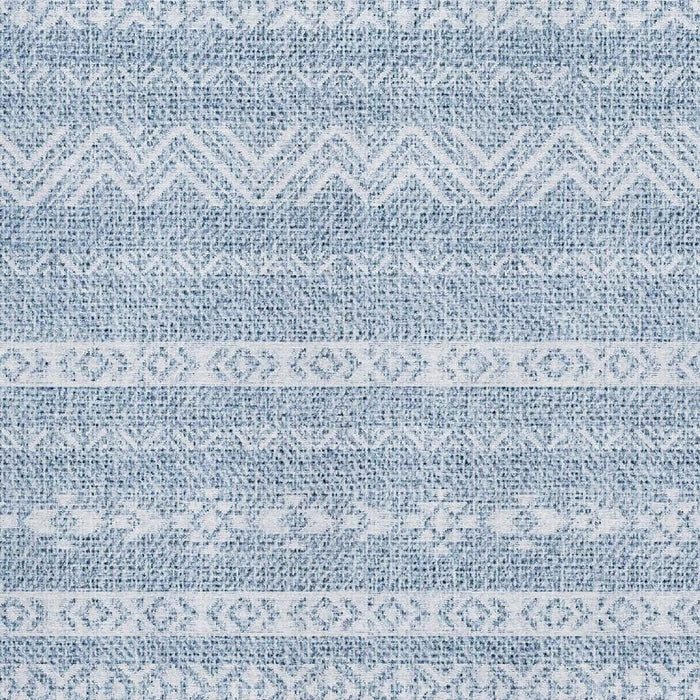 10' X 14' Southwestern Washable Area Rug Polyester With UV Protection - Blue And Ivory