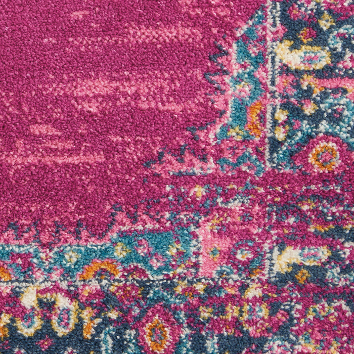 12' x 18' Moroccan Power Loom Distressed Polypropylene Area Rug - Pink Blue