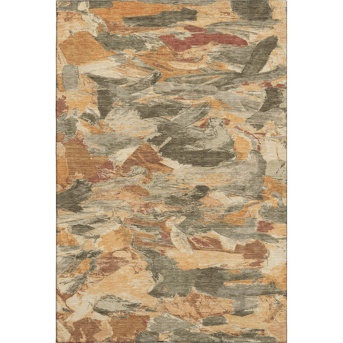 10' X 14' Abstract Washable Area Rug With UV Protection (693114) - Copper / Gray / Taupe