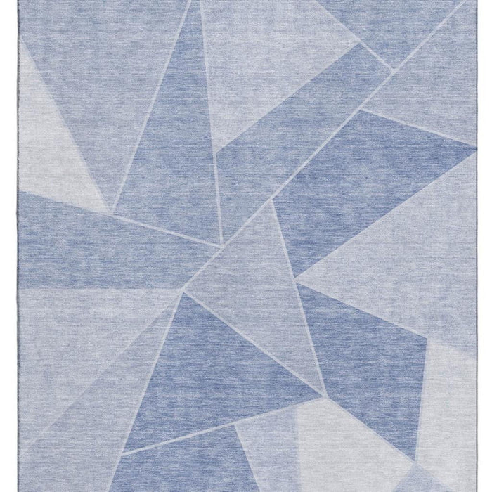 8' X 10' Geometric Washable Area Rug With UV Protection (653330) - Sky Blue / Ivory