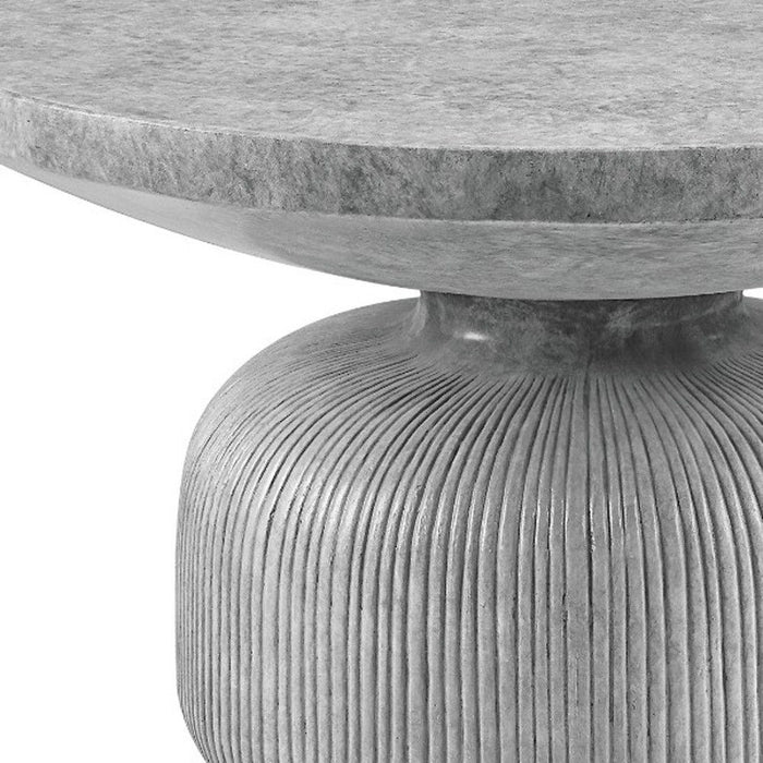 30" Cement Round Pedestal Coffee Table - Gray