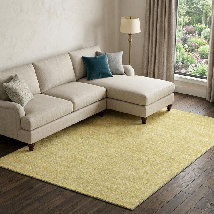10' X 14' Floral Washable Area Rug With UV Protection (656903) - Amber / Ivory