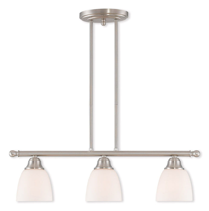 14" Three Light Dimmable Chandelier With Shades - Nickel