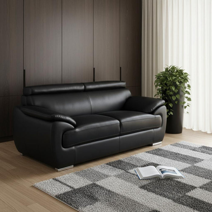 Faux Leather Love Seat - Silver / Black