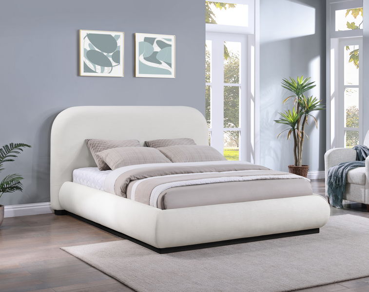 Vaughn - Linen Bed With Black Base