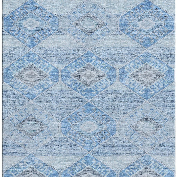 10' X 14' Geometric Washable Area Rug With UV Protection (705989) - Blue / Gray