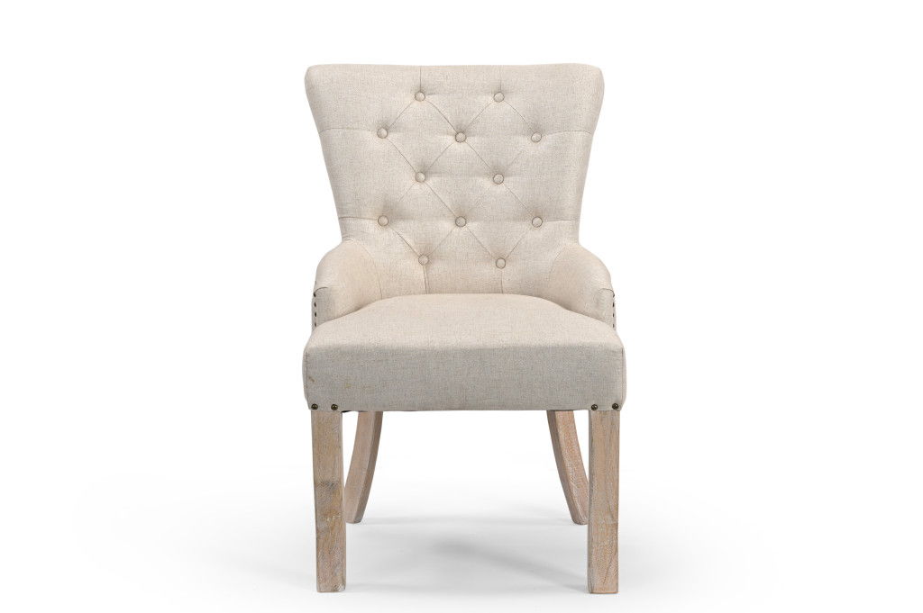 Fabric Tufted Arm Chair - Beige