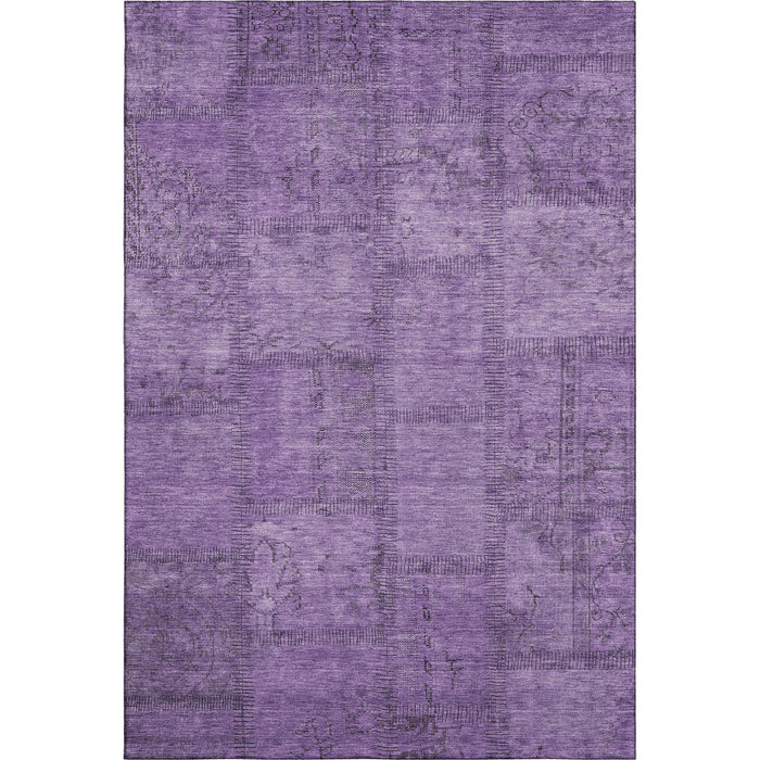 10' X 14' Patchwork Washable Area Rug With UV Protection (656166) - Purple / Gray