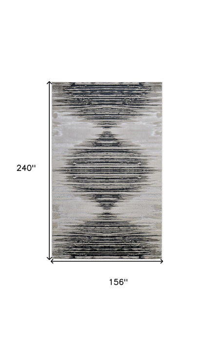 13' x 20' Geometric Power Loom Area Rug - Black And Silver