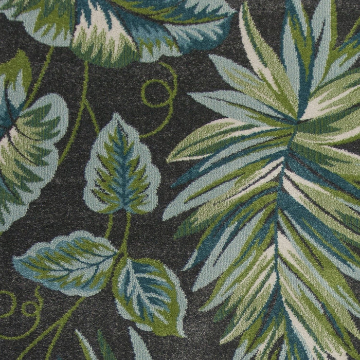 10' x 13' Machine Woven Tropical Leaves Indoor Area Rug - Gray