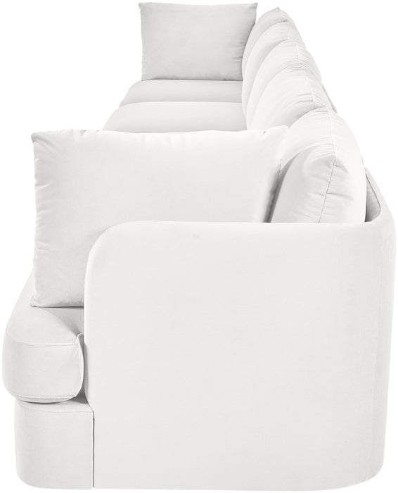 Meridian Furniture Hammond velvet sectional sofa with upholstered cushions, five-piece stationary sectional for modern living rooms.