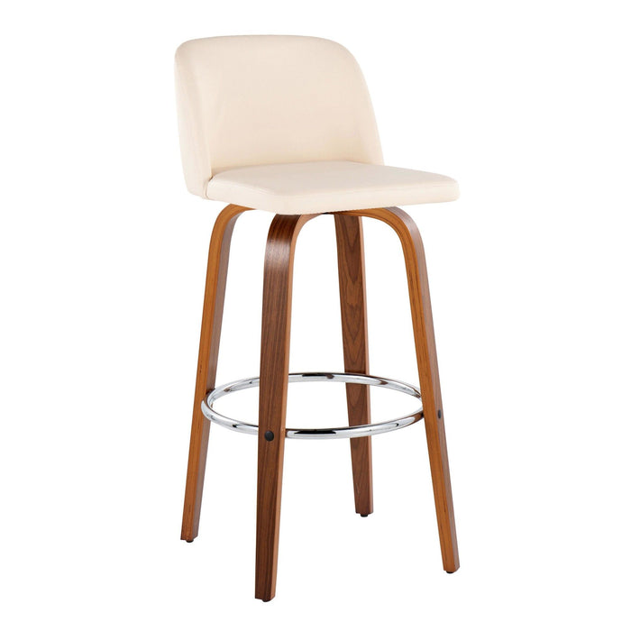 Toriano - 30" Fixed-Height Barstool (Set of 2) - Walnut And Beige