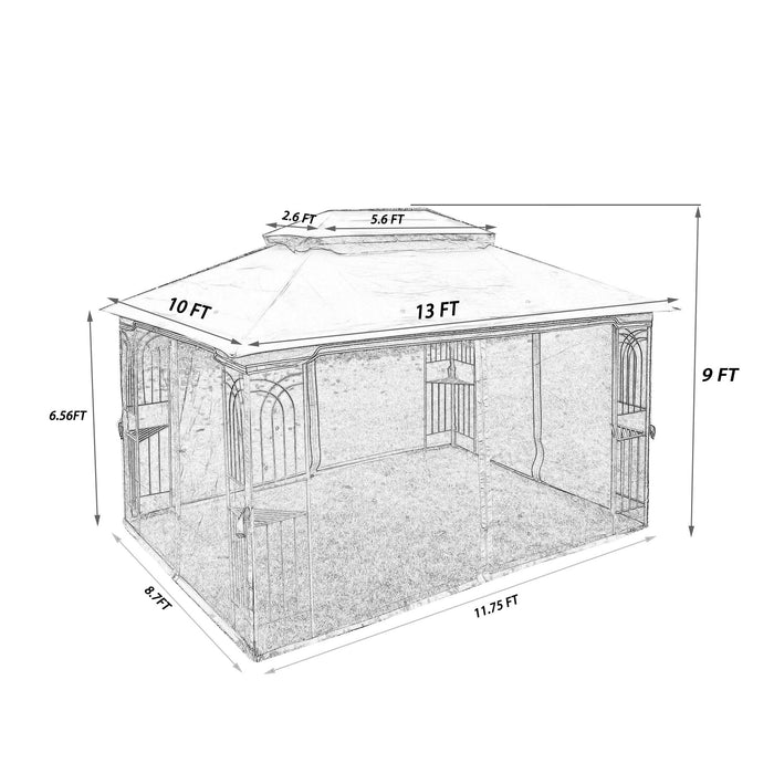 Giga patio gazebo tent with ventilated double roof, mosquito net, and sturdy frame, ideal for outdoor shade and protection